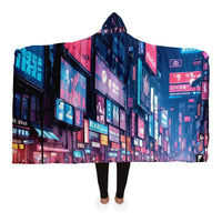 Thumbnail for Neon Metropolis Nightfall Hooded Blanket