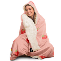 Thumbnail for Strawberry Gnome Cuddle Companion Hooded Blanket 🍓🍄