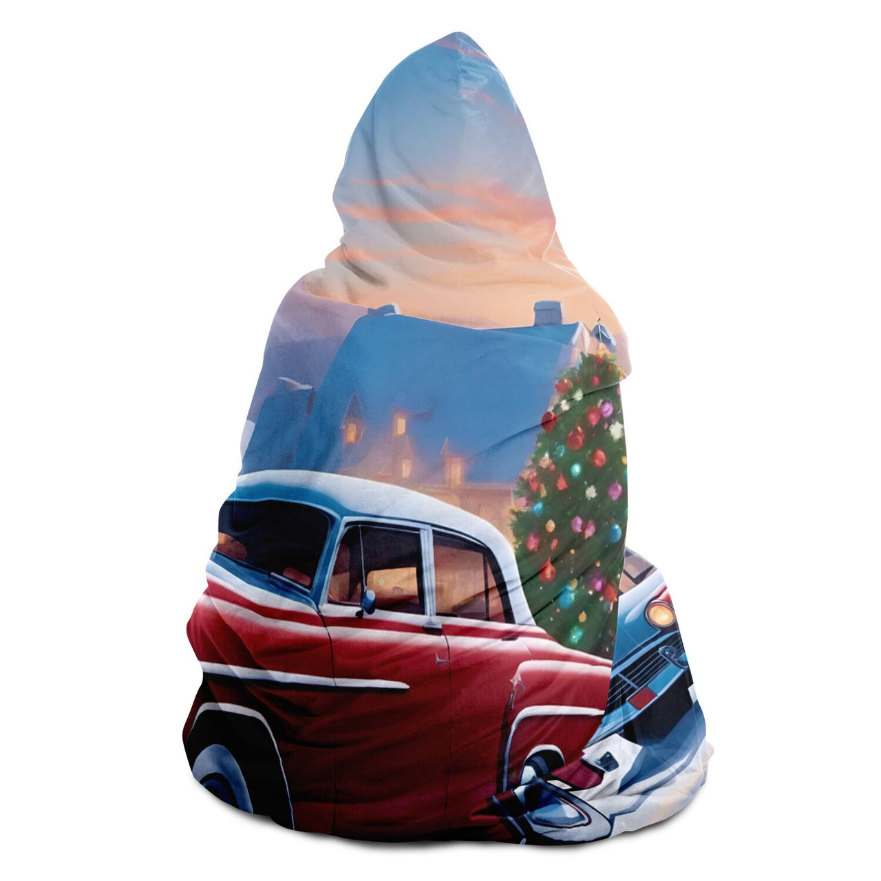 Retro Ride Christmas Fleezy: Classic Cars Hooded Blanket