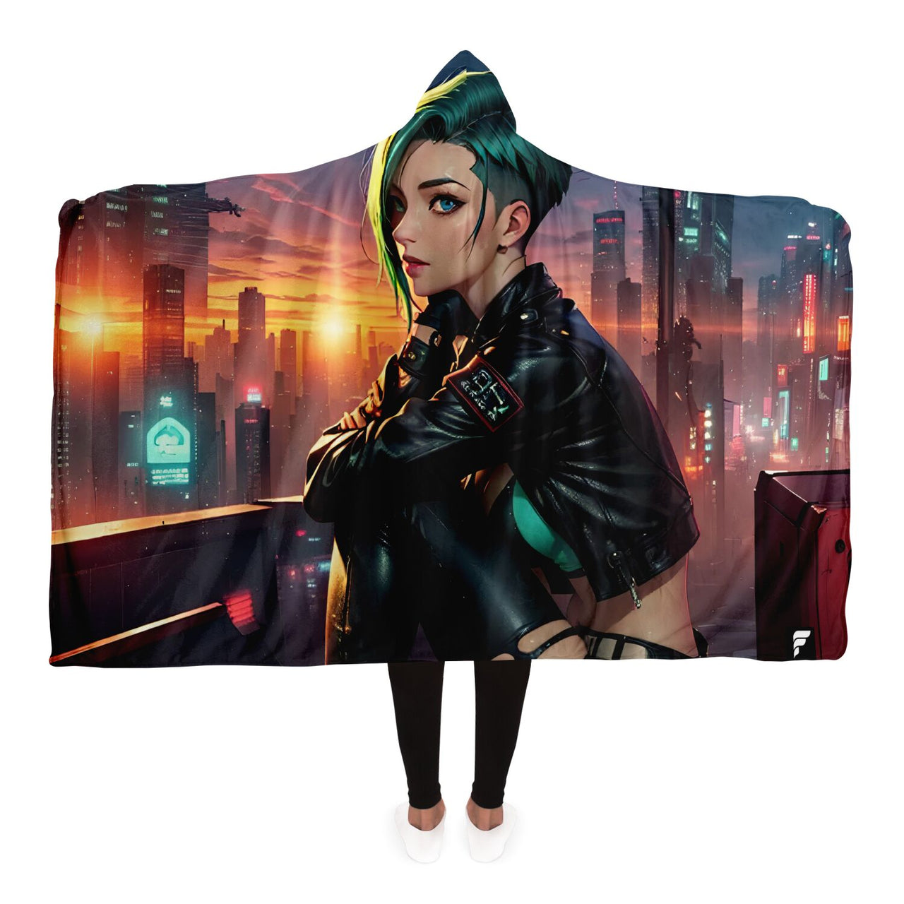 Cyberpunk Chic Edition 001 Hooded Blanket